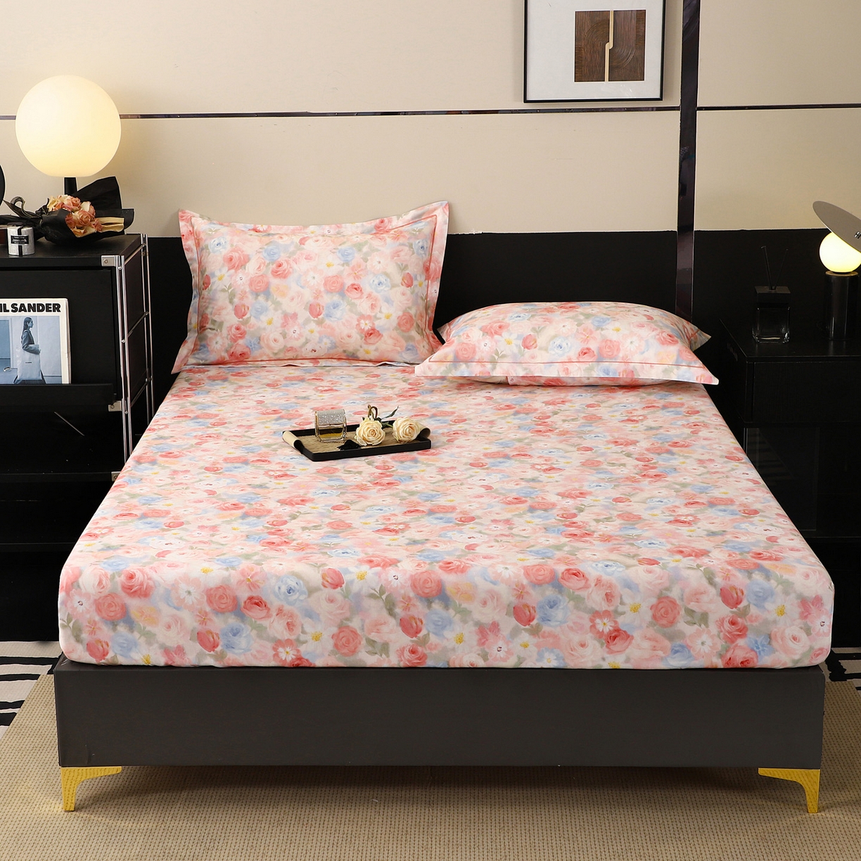 91家纺网 家纺一手货源 找家纺 金盛纺 2025新款全棉纯棉加厚磨毛印花单品床笠 床笠单件 甜梦荼语