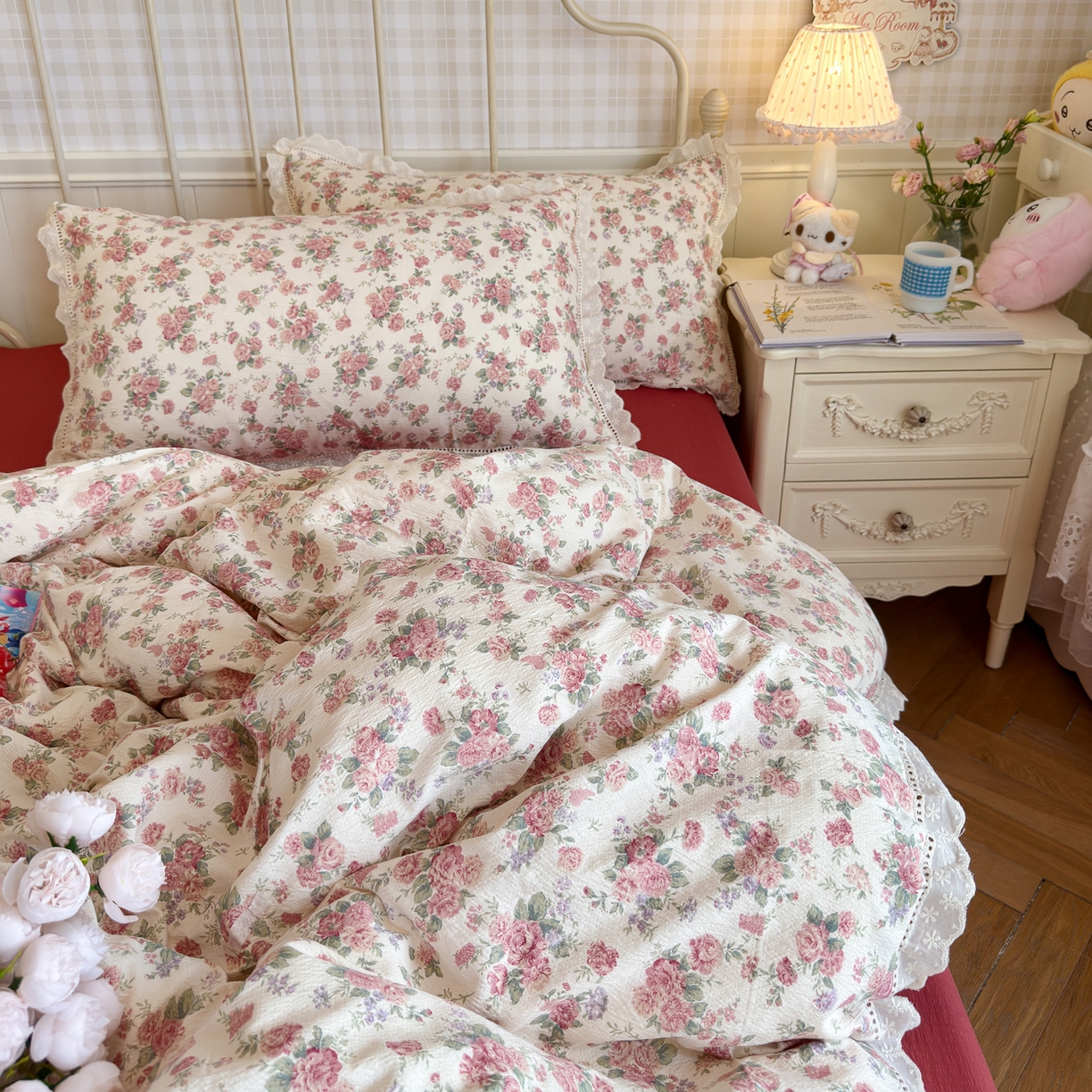 91家纺网 家纺一手货源 找家纺 初念 2025新款1云感双层纱四件套-梦华 梦华-星眠云野