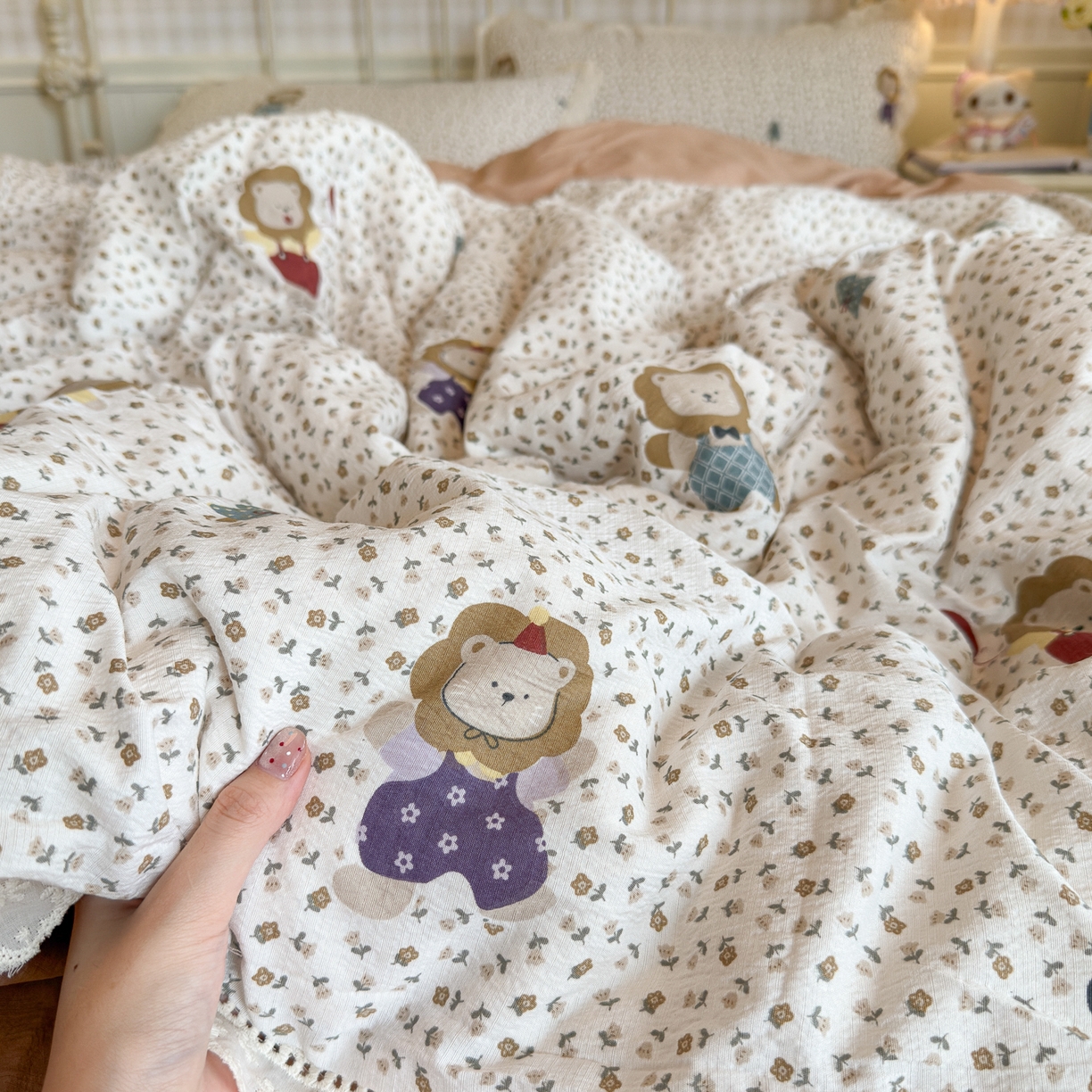 91家纺网 家纺一手货源 找家纺 初念 2025新款1云感双层纱四件套-梦华 梦华-狮子唱片