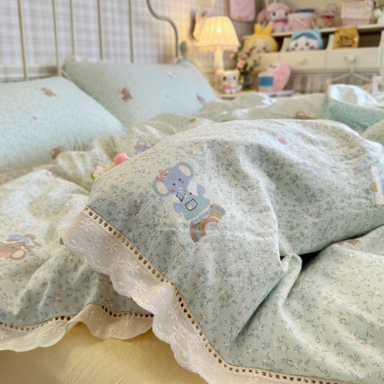 91家纺网 家纺一手货源 找家纺 初念 2025新款1云感双层纱四件套-梦华 梦华-少女象