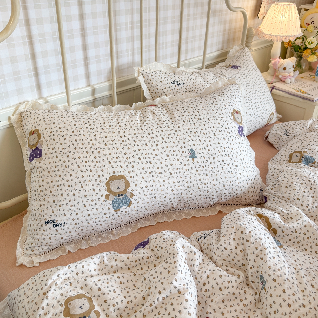 91家纺网 家纺一手货源 找家纺 初念 2025新款1云感双层纱四件套-梦华 梦华-狮子唱片