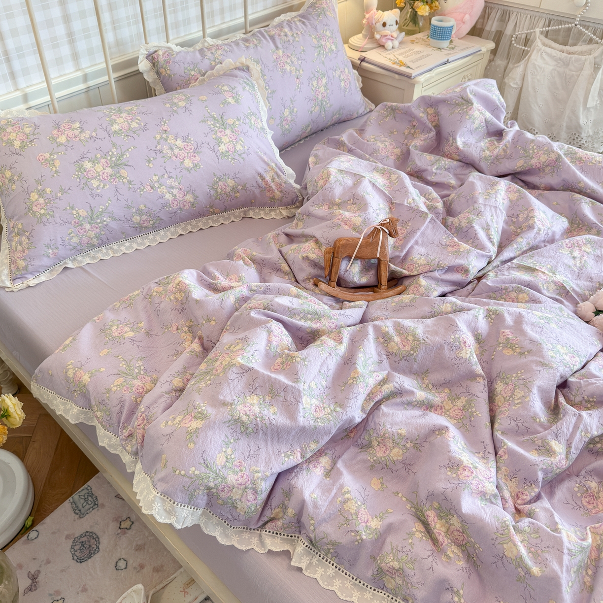 91家纺网 家纺一手货源 找家纺 初念 2025新款1云感双层纱四件套-梦华 梦华-凝夜