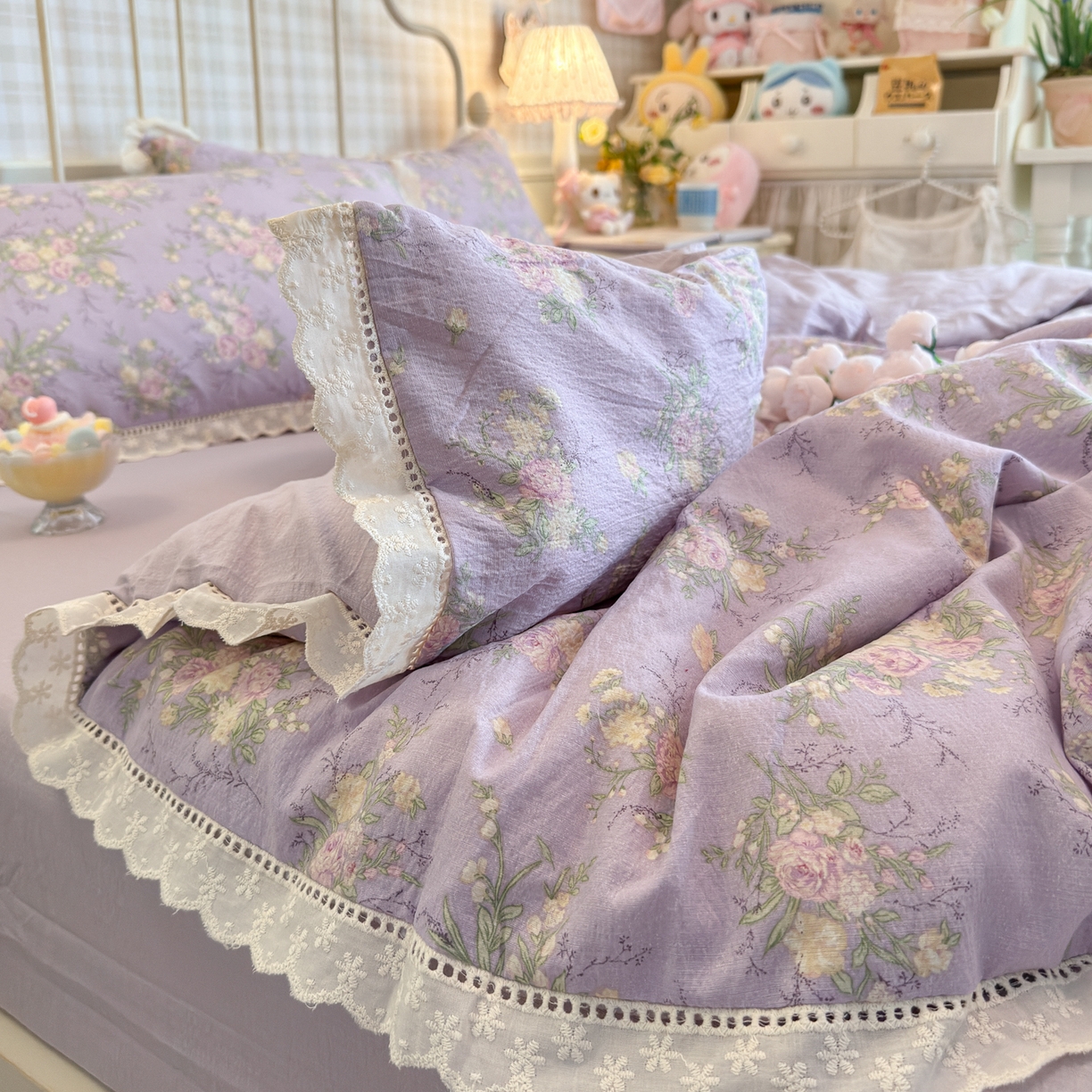 91家纺网 家纺一手货源 找家纺 初念 2025新款1云感双层纱四件套-梦华 梦华-凝夜