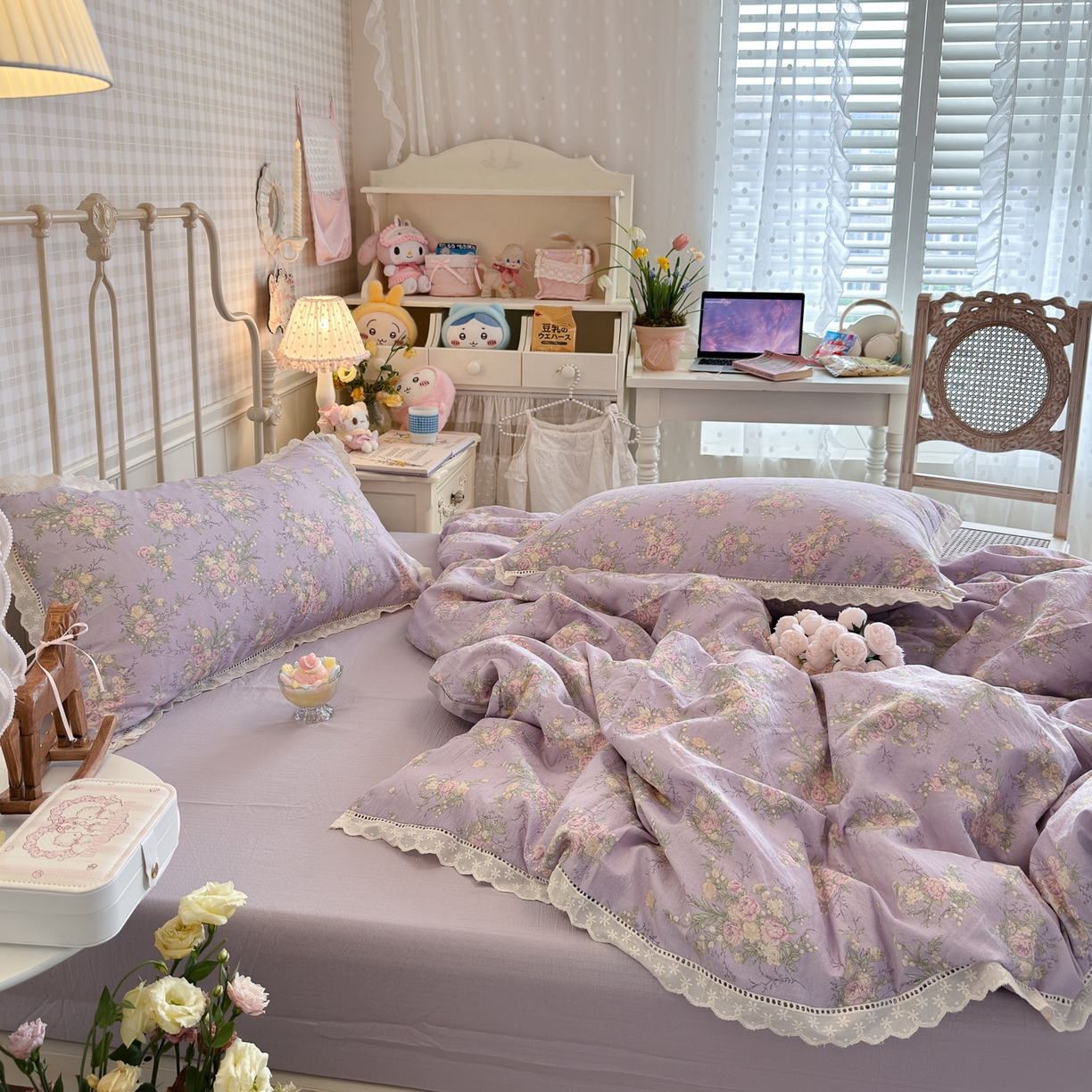 91家纺网 家纺一手货源 找家纺 初念 2025新款1云感双层纱四件套-梦华 梦华-凝夜