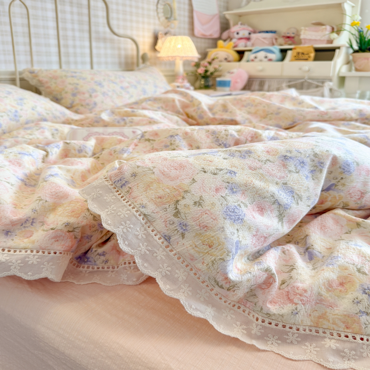 91家纺网 家纺一手货源 找家纺 初念 2025新款1云感双层纱四件套-梦华 梦华-虞美人的诗