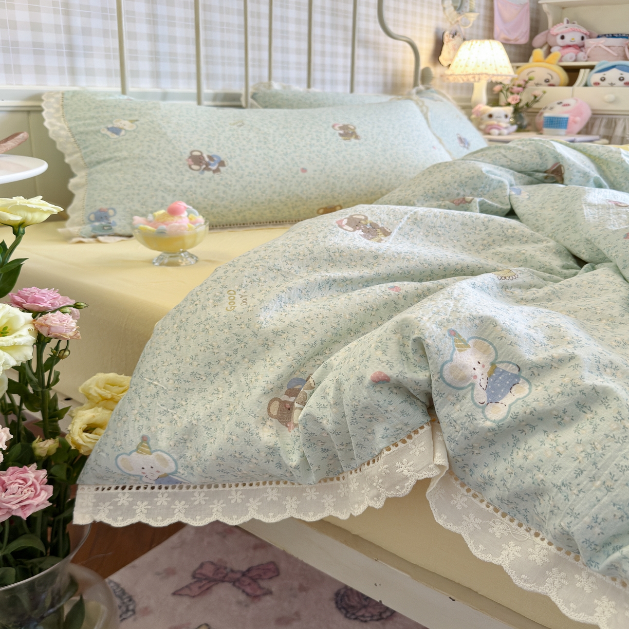 91家纺网 家纺一手货源 找家纺 初念 2025新款1云感双层纱四件套-梦华 梦华-少女象