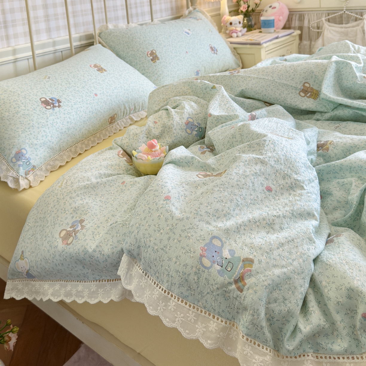 91家纺网 家纺一手货源 找家纺 初念 2025新款1云感双层纱四件套-梦华 梦华-少女象