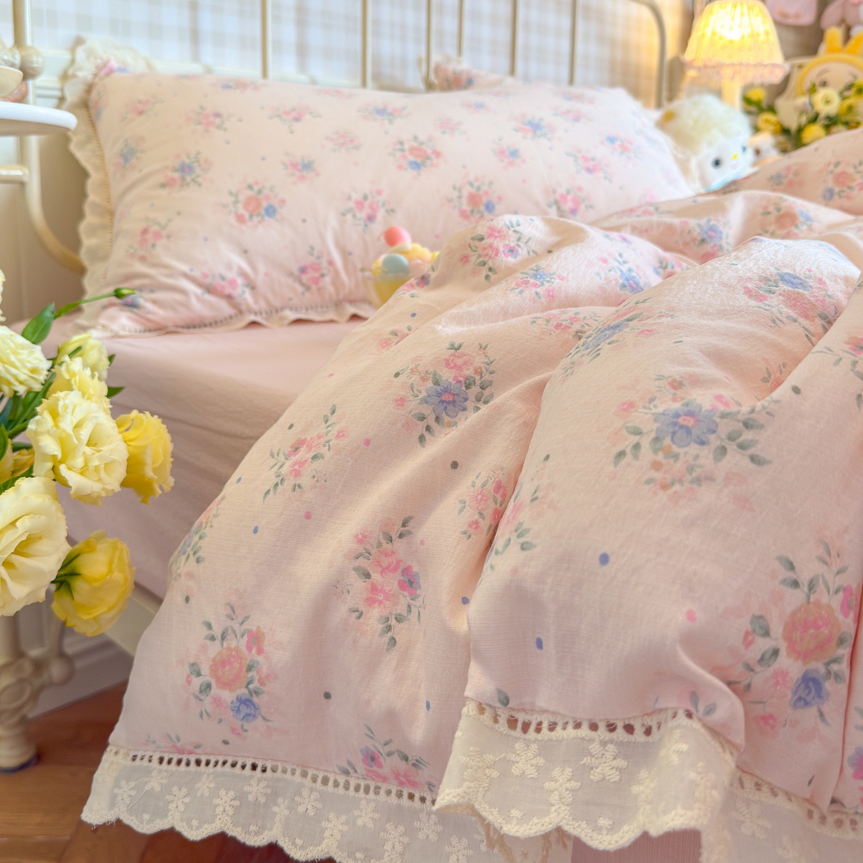 初念 2025新款1云感双层纱四件套-梦华 梦华-芊芊花海