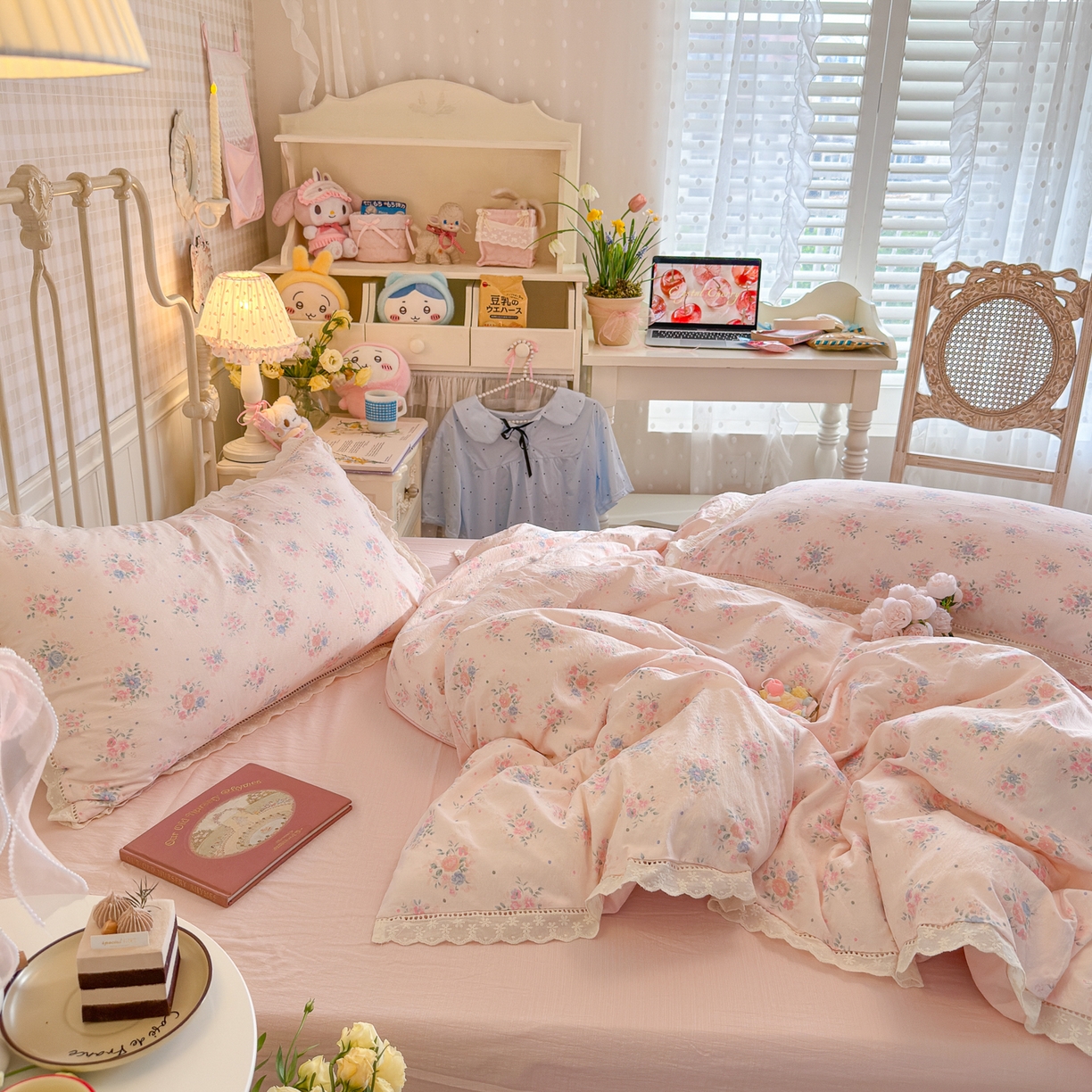 91家纺网 家纺一手货源 找家纺 初念 2025新款1云感双层纱四件套-梦华 梦华-芊芊花海