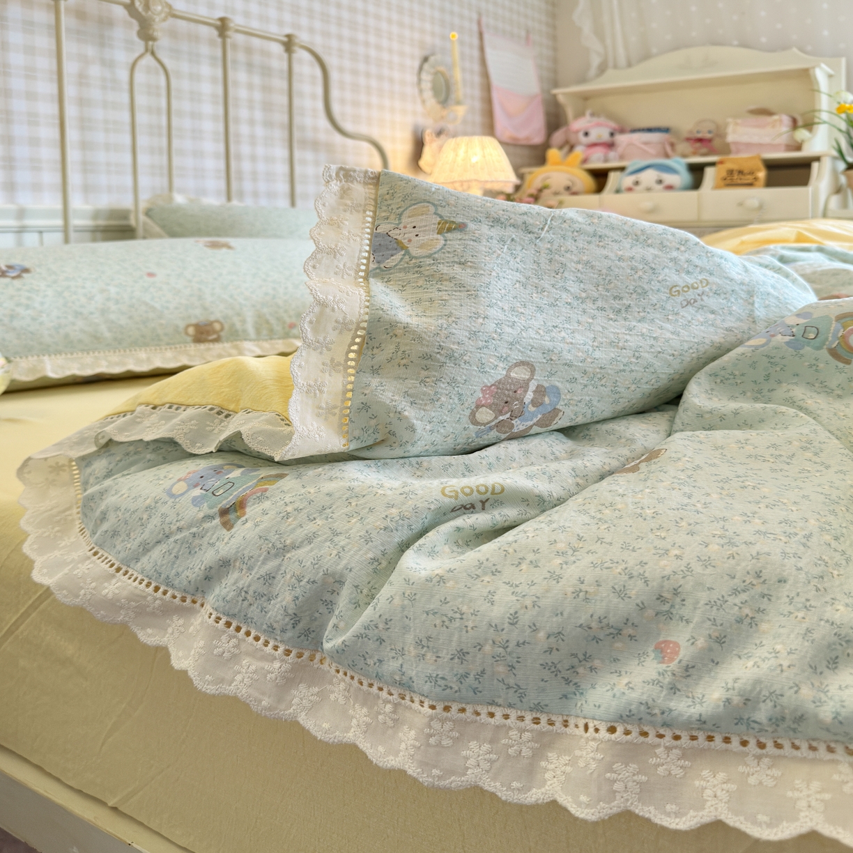 91家纺网 家纺一手货源 找家纺 初念 2025新款1云感双层纱四件套-梦华 梦华-少女象