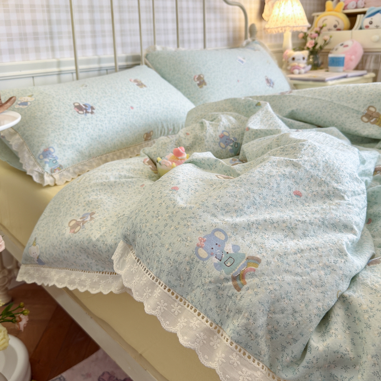 91家纺网 家纺一手货源 找家纺 初念 2025新款1云感双层纱四件套-梦华 梦华-少女象