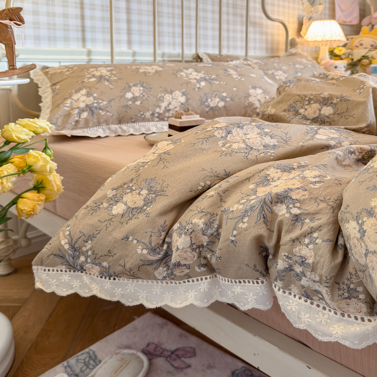 91家纺网 家纺一手货源 找家纺 初念 2025新款1云感双层纱四件套-梦华 梦华-雨眠岛屿