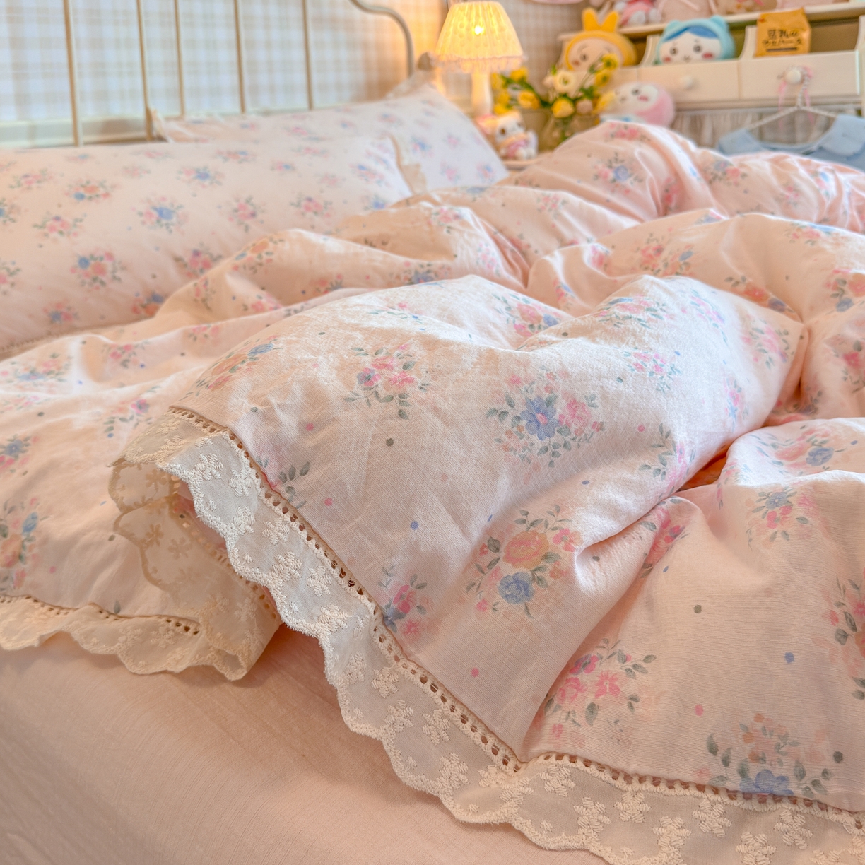 91家纺网 家纺一手货源 找家纺 初念 2025新款1云感双层纱四件套-梦华 梦华-芊芊花海