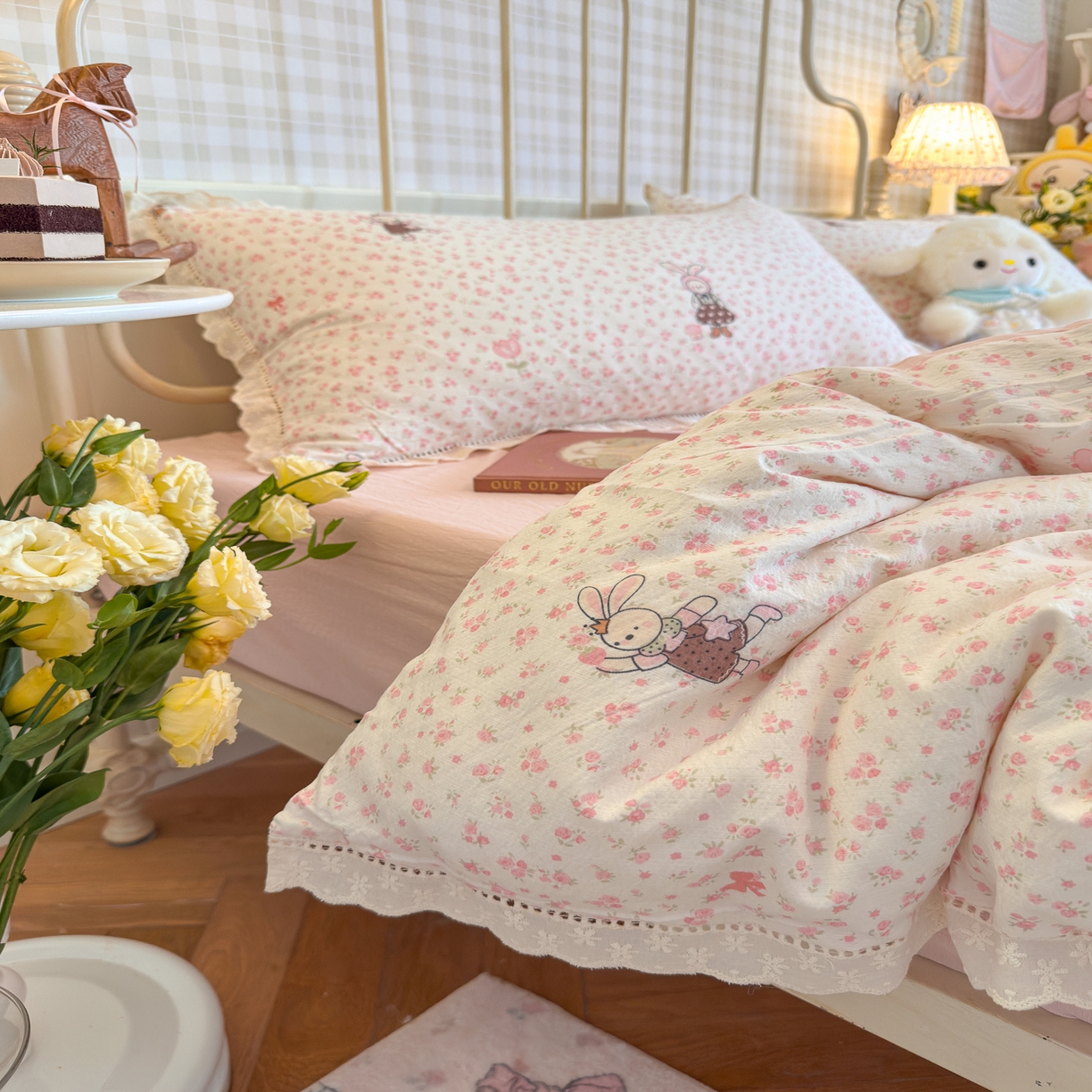 91家纺网 家纺一手货源 找家纺 （总）初念 2025新款1云感双层纱四件套-梦华