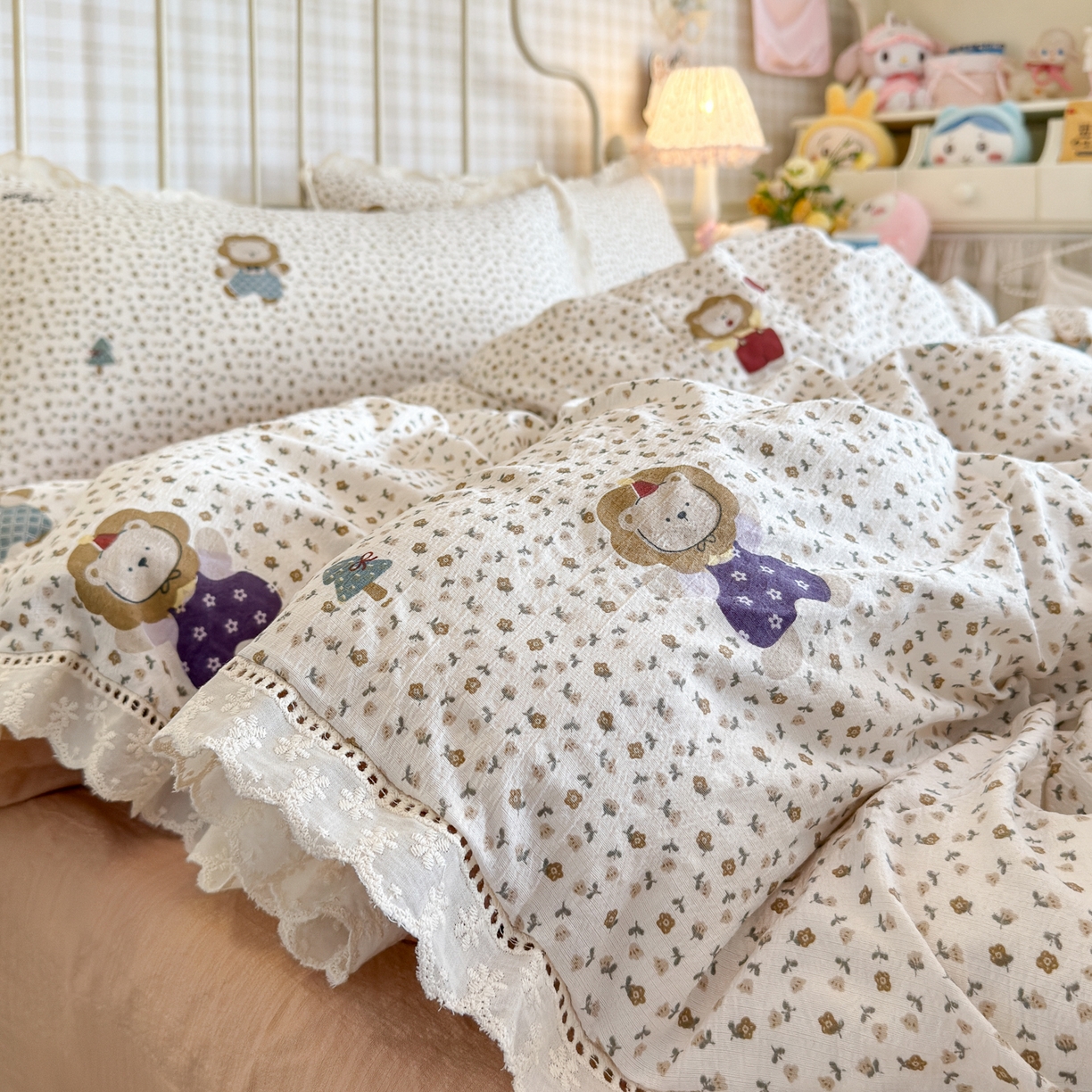 91家纺网 家纺一手货源 找家纺 初念 2025新款1云感双层纱四件套-梦华 梦华-狮子唱片