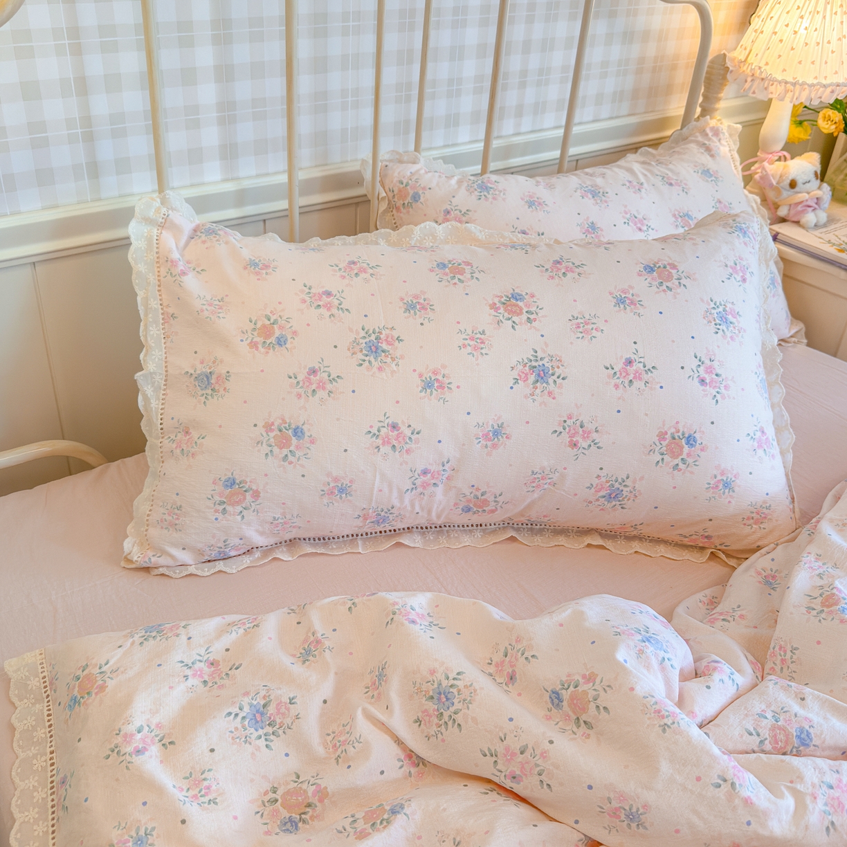 91家纺网 家纺一手货源 找家纺 初念 2025新款1云感双层纱四件套-梦华 梦华-芊芊花海