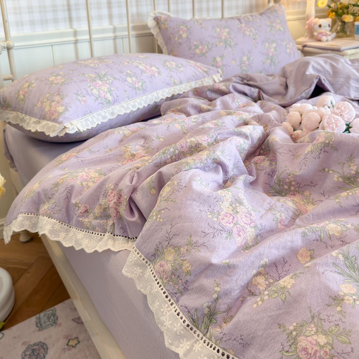 91家纺网 家纺一手货源 找家纺 初念 2025新款1云感双层纱四件套-梦华 梦华-凝夜