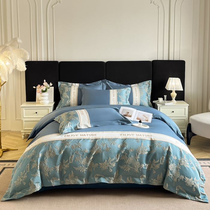 91家纺网 家纺一手货源 找家纺 （总）博纳家纺 2025新款亲服棉宽边高级简奢款绣花四件套-盛世年华