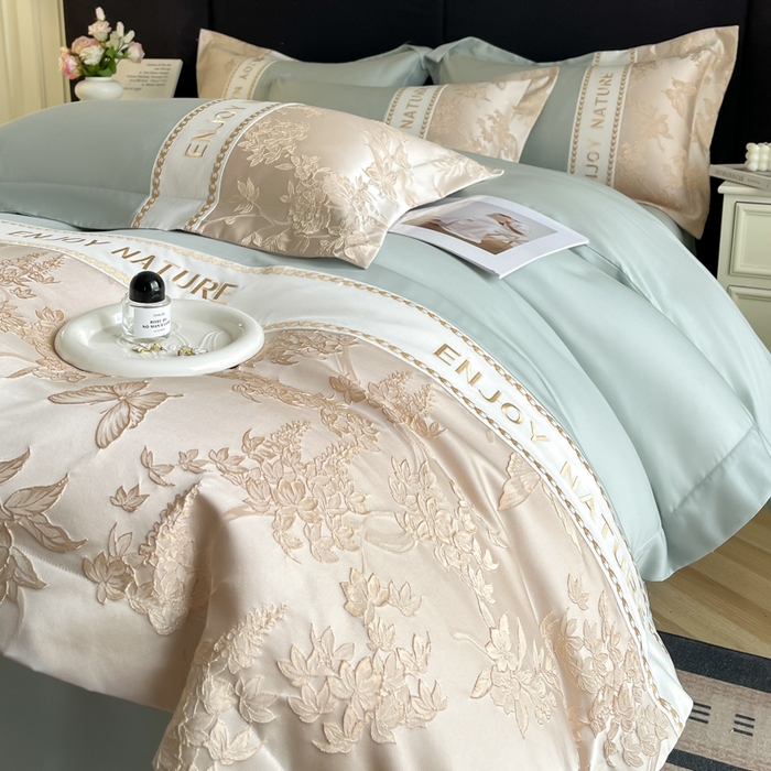 91家纺网 家纺一手货源 找家纺 （总）博纳家纺 2025新款亲服棉宽边高级简奢款绣花四件套-盛世年华