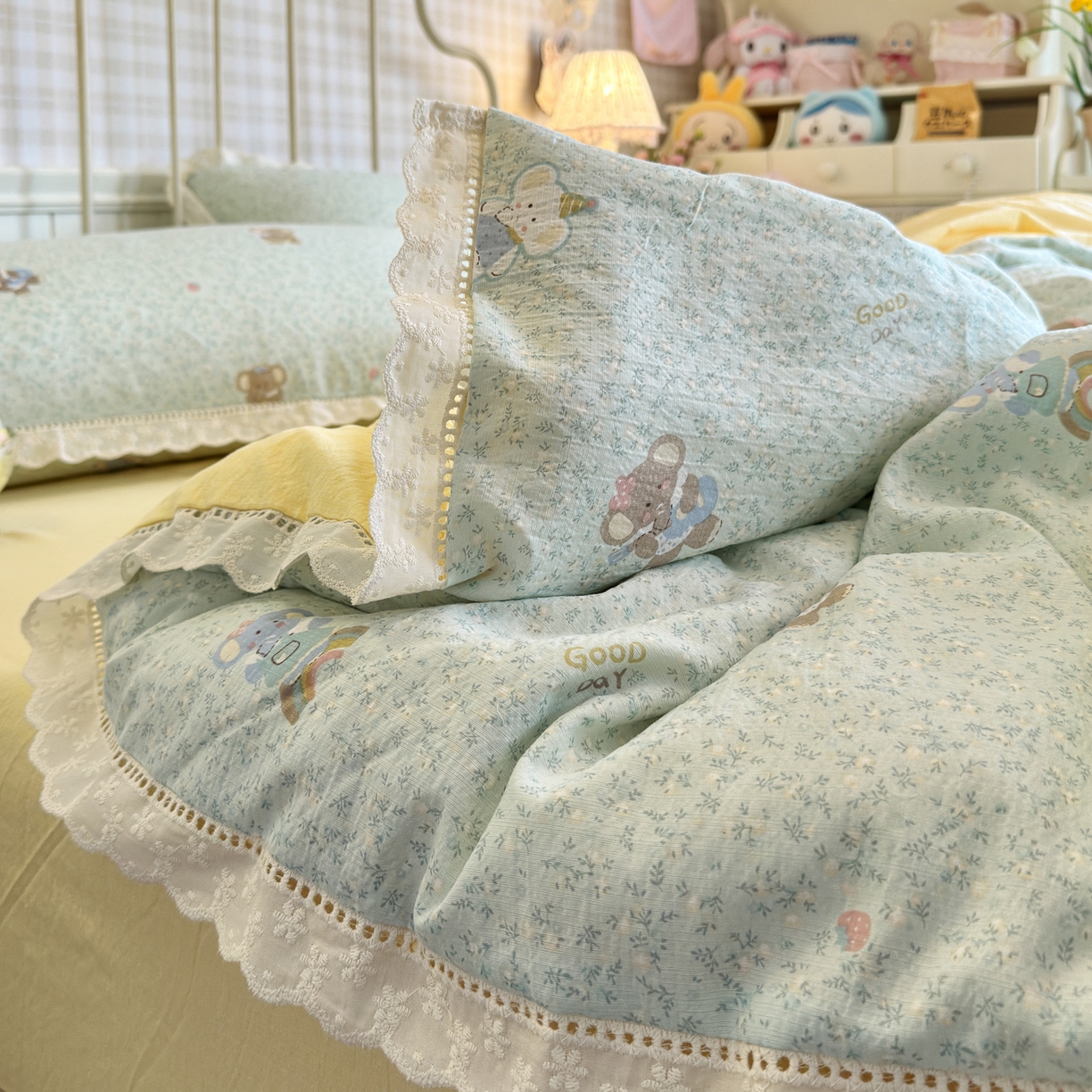 91家纺网 家纺一手货源 找家纺 初念 2025新款1云感双层纱四件套-梦华 梦华-少女象