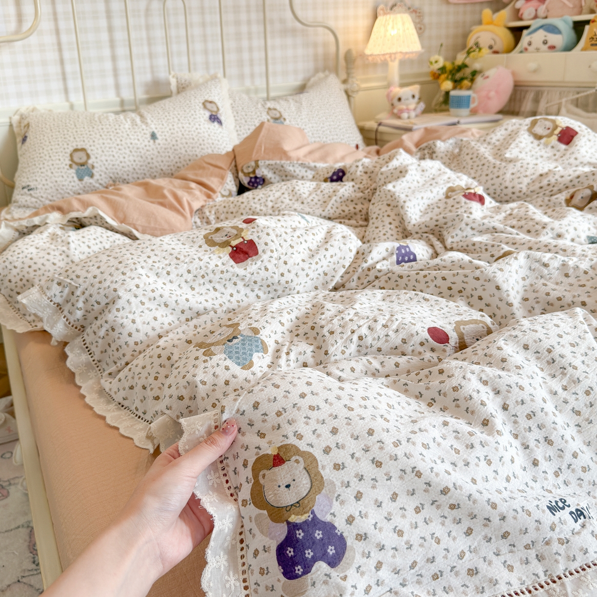 91家纺网 家纺一手货源 找家纺 初念 2025新款1云感双层纱四件套-梦华 梦华-狮子唱片