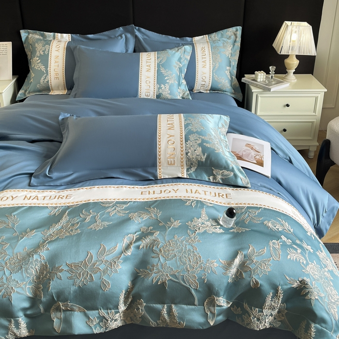 91家纺网 家纺一手货源 找家纺 （总）博纳家纺 2025新款亲服棉宽边高级简奢款绣花四件套-盛世年华