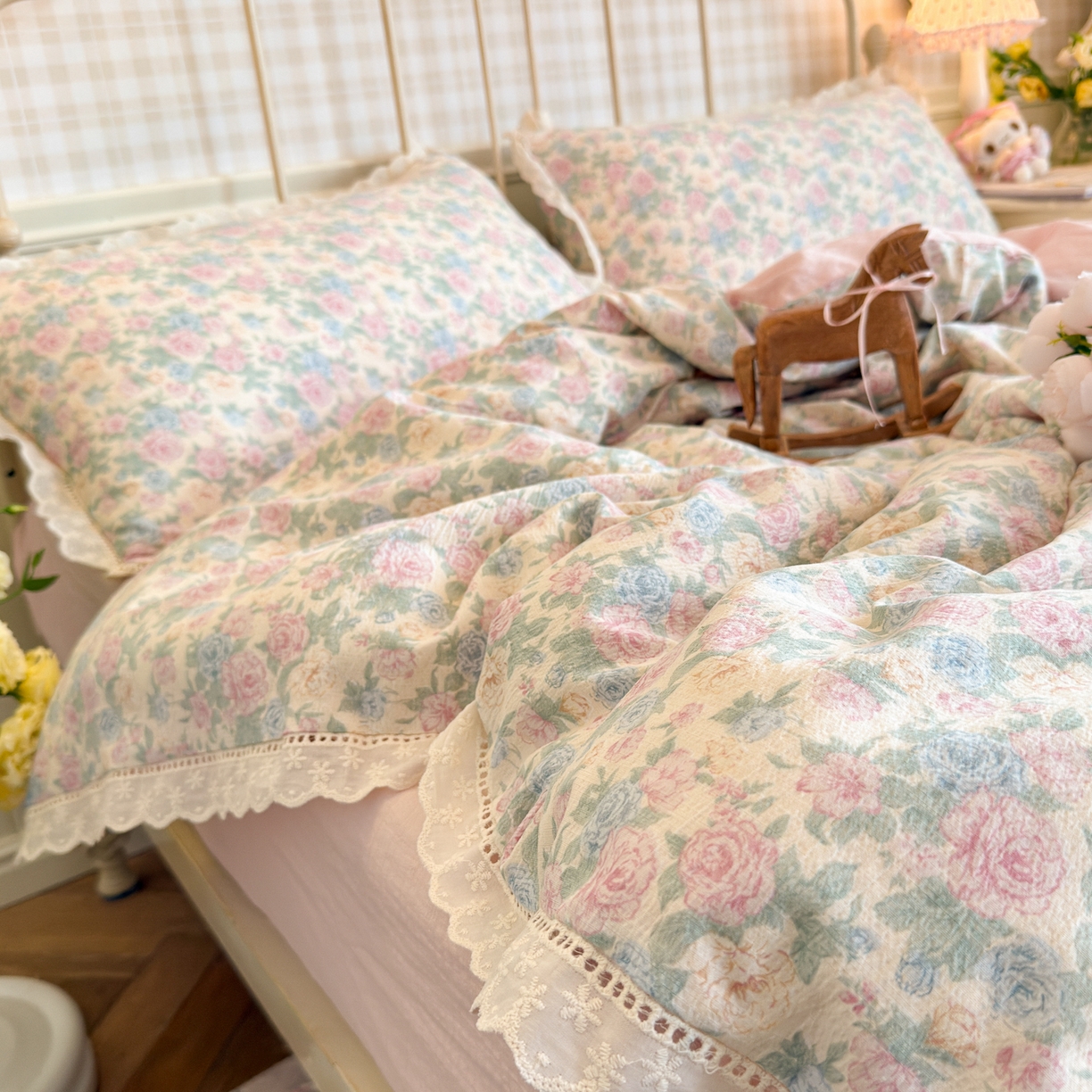 91家纺网 家纺一手货源 找家纺 初念 2025新款1云感双层纱四件套-梦华 梦华-童话星岛