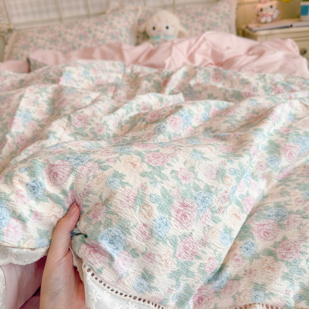 91家纺网 家纺一手货源 找家纺 初念 2025新款1云感双层纱四件套-梦华 梦华-童话星岛