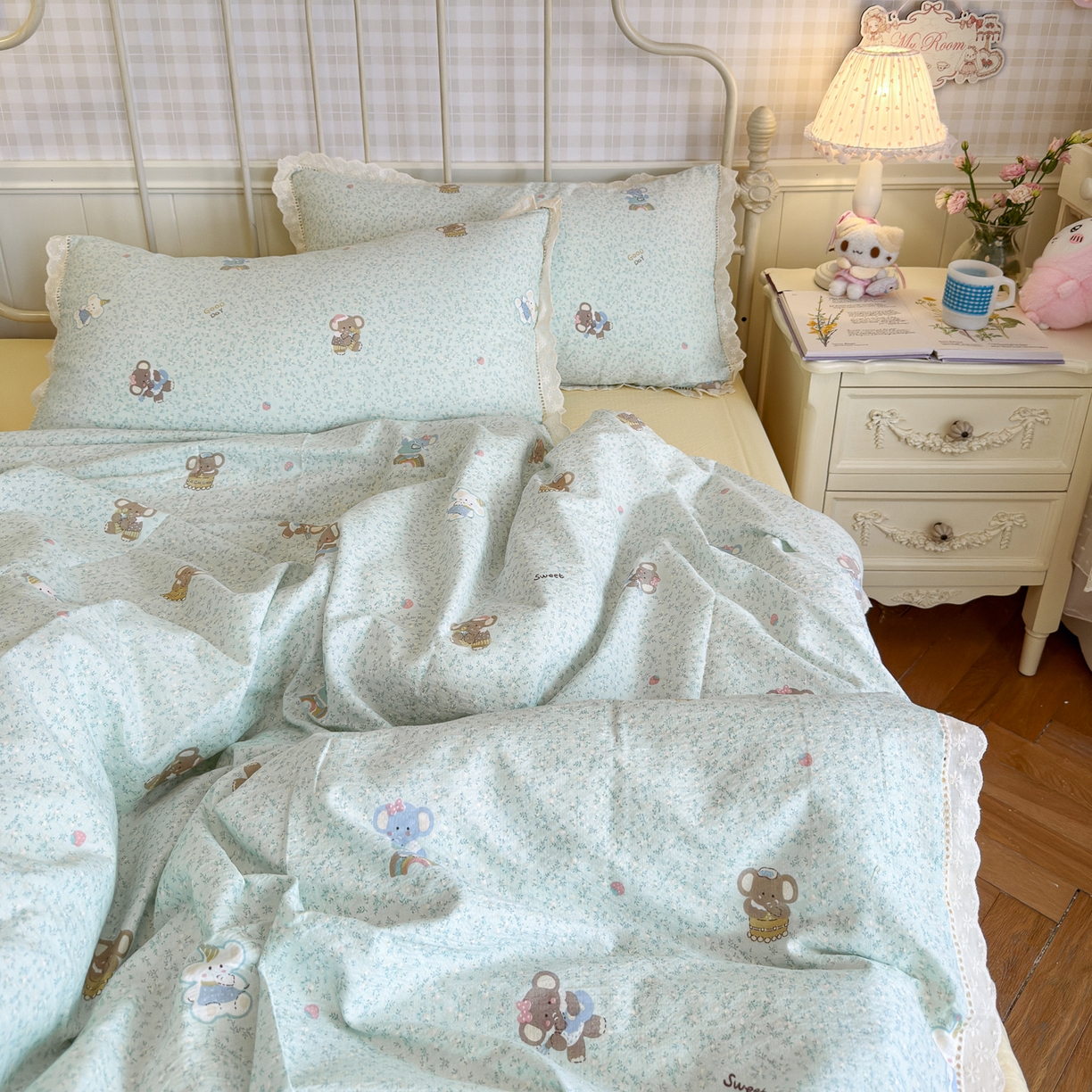 91家纺网 家纺一手货源 找家纺 初念 2025新款1云感双层纱四件套-梦华 梦华-少女象