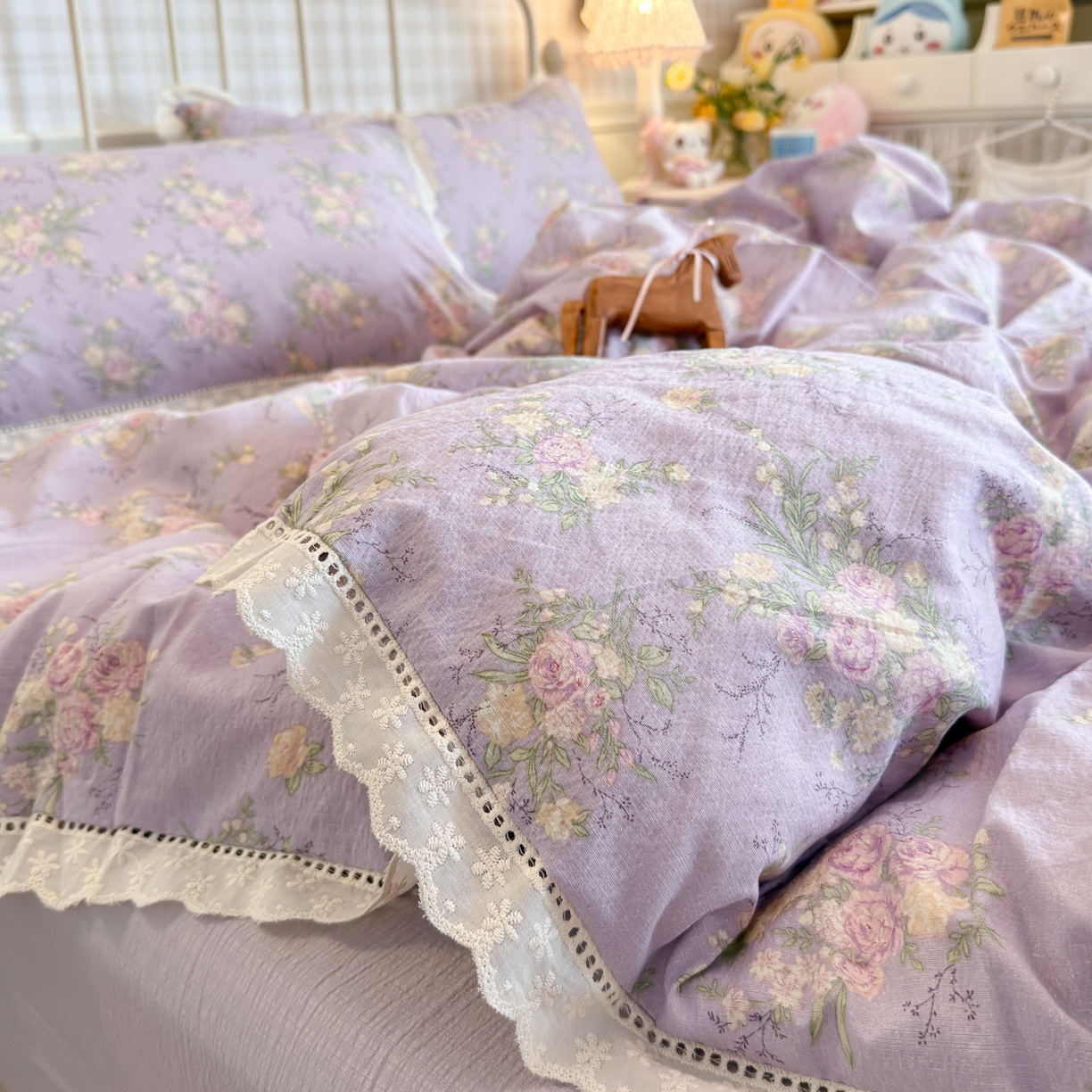 91家纺网 家纺一手货源 找家纺 初念 2025新款1云感双层纱四件套-梦华 梦华-凝夜