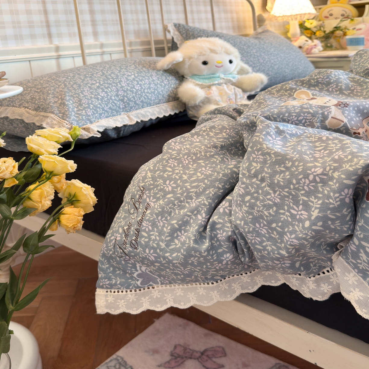 91家纺网 家纺一手货源 找家纺 （总）初念 2025新款1云感双层纱四件套-梦华