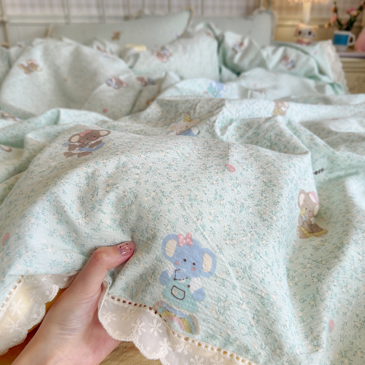 91家纺网 家纺一手货源 找家纺 初念 2025新款1云感双层纱四件套-梦华 梦华-少女象