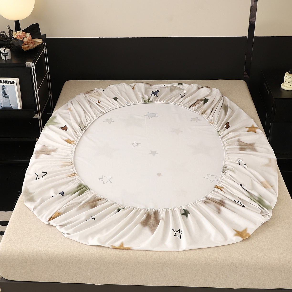 91家纺网 家纺一手货源 找家纺 金盛纺 2025新款全棉纯棉加厚磨毛印花单品床笠 床笠单件 星采