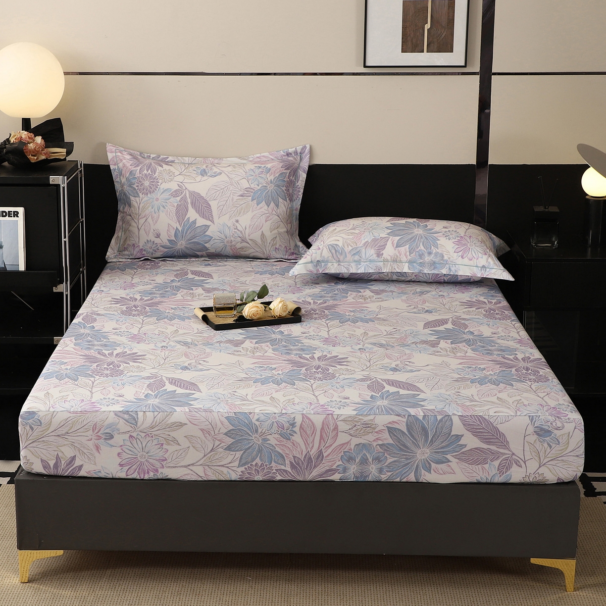 91家纺网 家纺一手货源 找家纺 金盛纺 2025新款全棉纯棉加厚磨毛印花单品床笠 床笠单件 禾风里