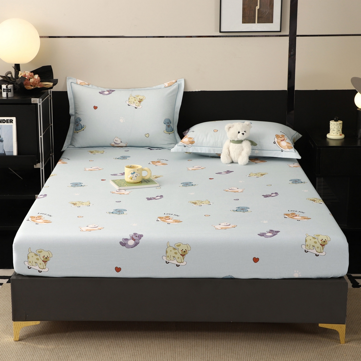 91家纺网 家纺一手货源 找家纺 金盛纺 2025新款全棉纯棉加厚磨毛印花单品床笠 床笠单件 恩佑