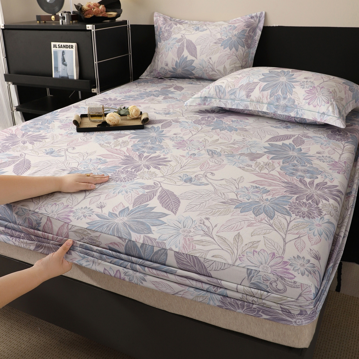 91家纺网 家纺一手货源 找家纺 金盛纺 2025新款全棉纯棉加厚磨毛印花单品床笠 床笠单件 禾风里