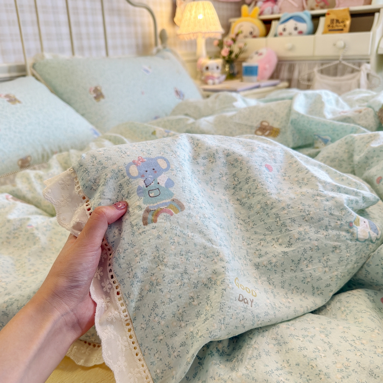 91家纺网 家纺一手货源 找家纺 初念 2025新款1云感双层纱四件套-梦华 梦华-少女象