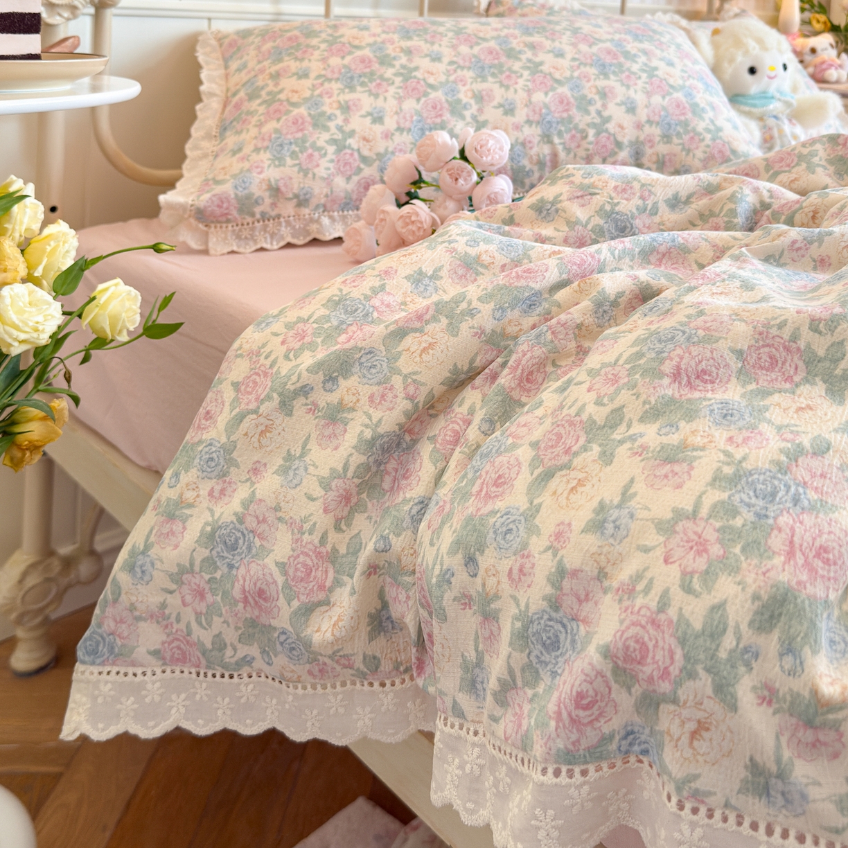 91家纺网 家纺一手货源 找家纺 初念 2025新款1云感双层纱四件套-梦华 梦华-童话星岛