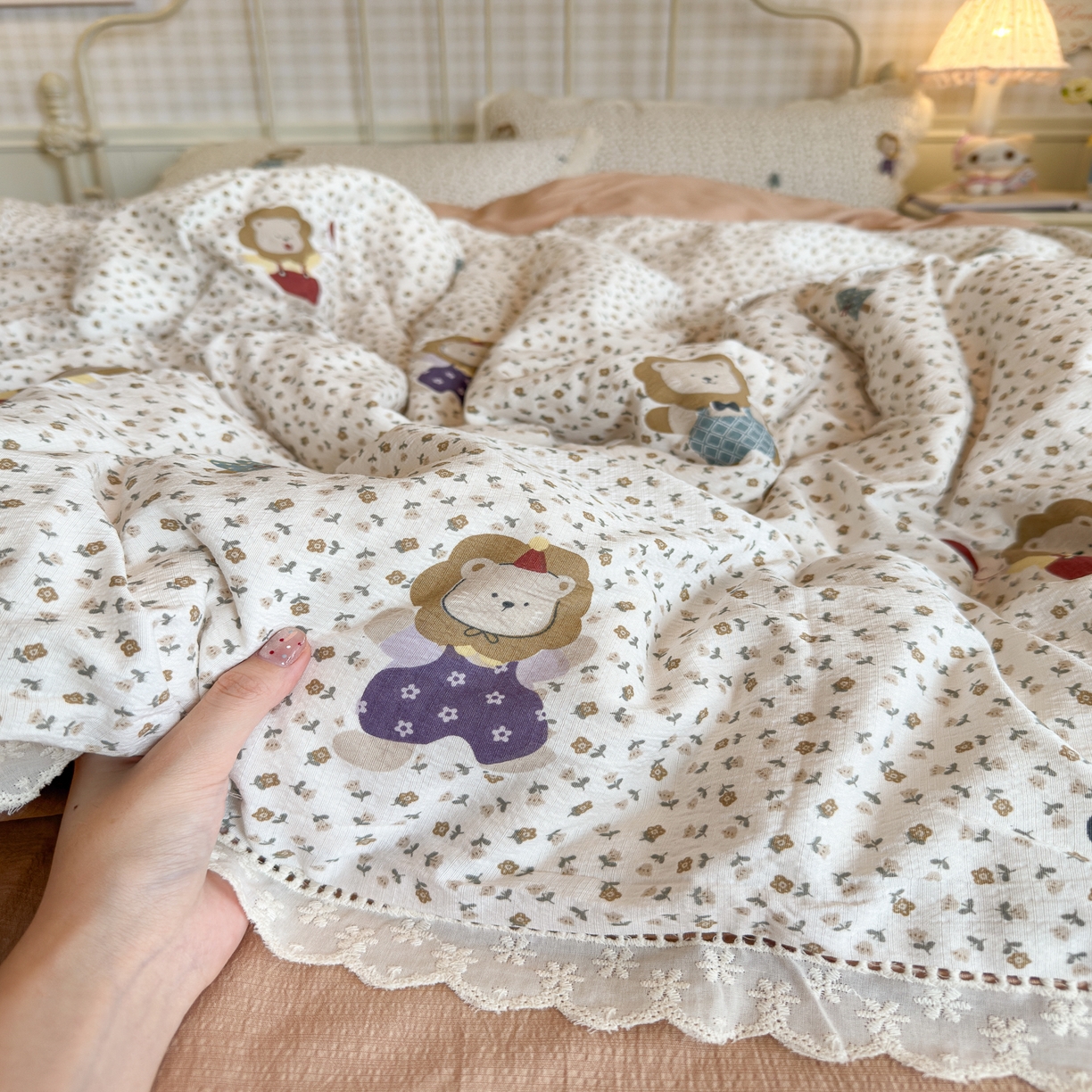 91家纺网 家纺一手货源 找家纺 初念 2025新款1云感双层纱四件套-梦华 梦华-狮子唱片