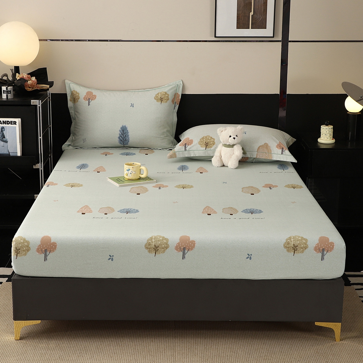 91家纺网 家纺一手货源 找家纺 金盛纺 2025新款全棉纯棉加厚磨毛印花单品床笠 床笠单件 柏林少女