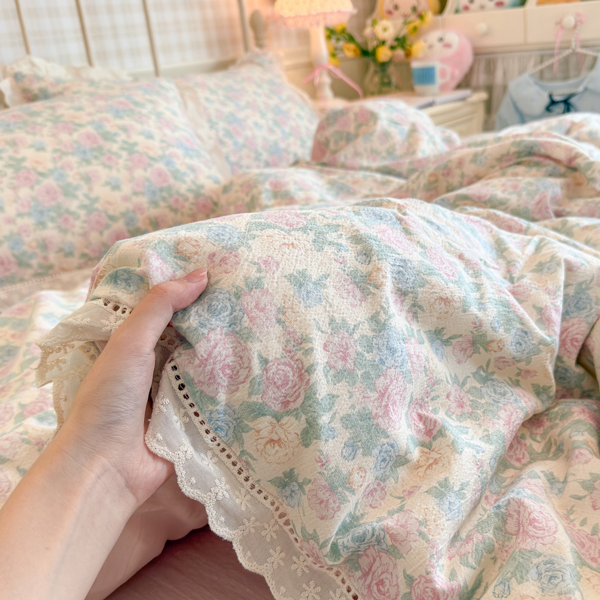 91家纺网 家纺一手货源 找家纺 初念 2025新款1云感双层纱四件套-梦华 梦华-童话星岛