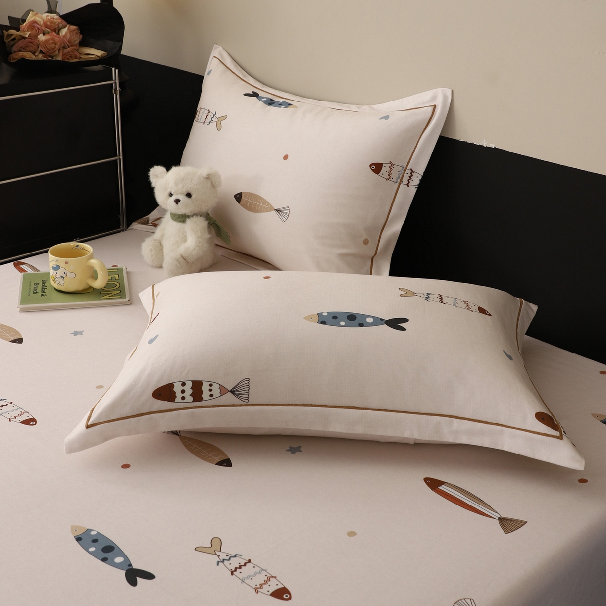 91家纺网 家纺一手货源 找家纺 金盛纺 2025新款全棉纯棉加厚磨毛印花单品床笠 床笠单件 渔趣