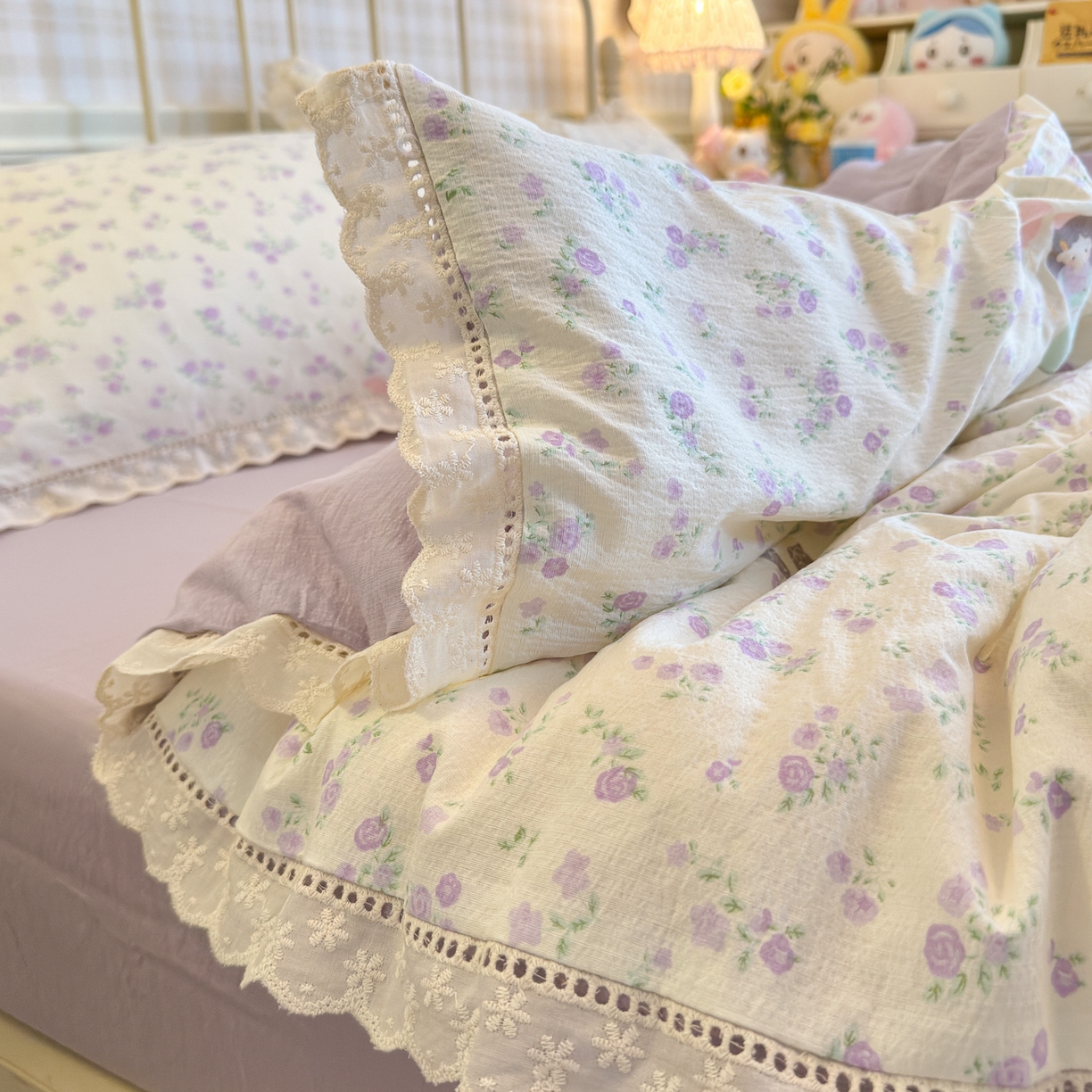 91家纺网 家纺一手货源 找家纺 初念 2025新款1云感双层纱四件套-梦华 梦华-思念女孩