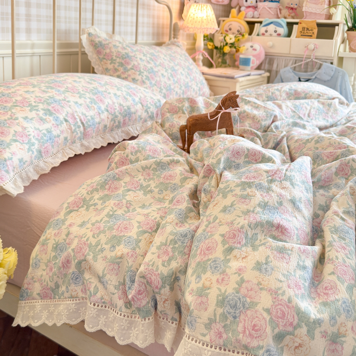 91家纺网 家纺一手货源 找家纺 初念 2025新款1云感双层纱四件套-梦华 梦华-童话星岛