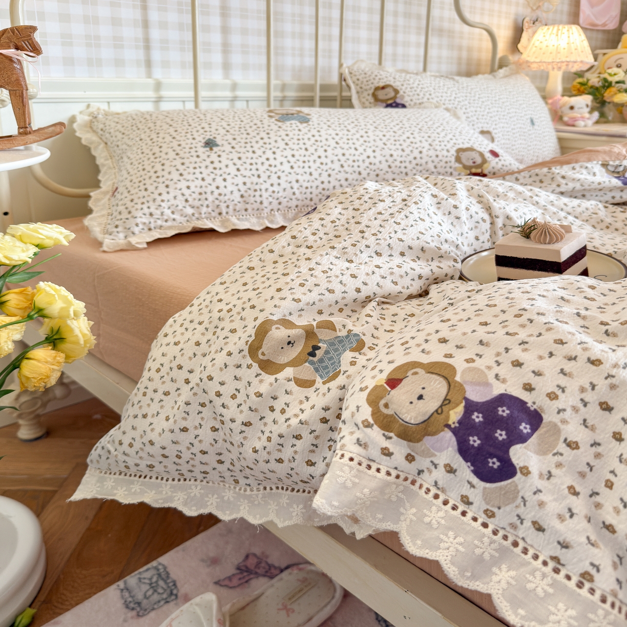 91家纺网 家纺一手货源 找家纺 初念 2025新款1云感双层纱四件套-梦华 梦华-狮子唱片