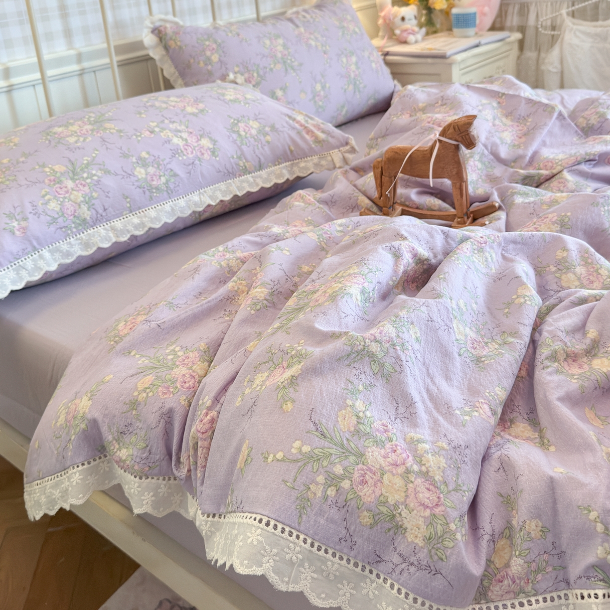 91家纺网 家纺一手货源 找家纺 初念 2025新款1云感双层纱四件套-梦华 梦华-凝夜