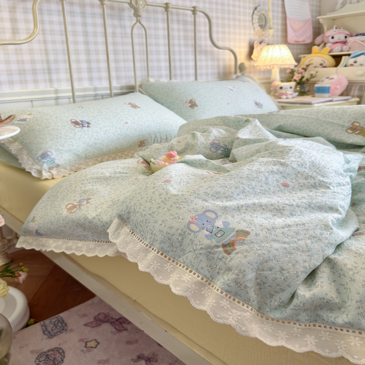 91家纺网 家纺一手货源 找家纺 初念 2025新款1云感双层纱四件套-梦华 梦华-少女象