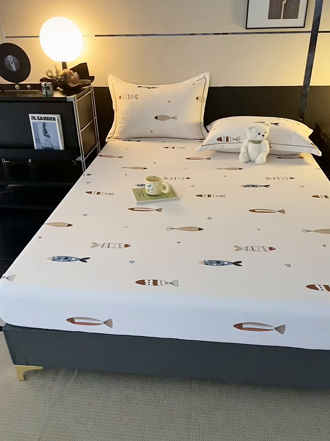 91家纺网 家纺一手货源 找家纺 金盛纺 2025新款全棉纯棉加厚磨毛印花单品床笠 床笠单件 渔趣