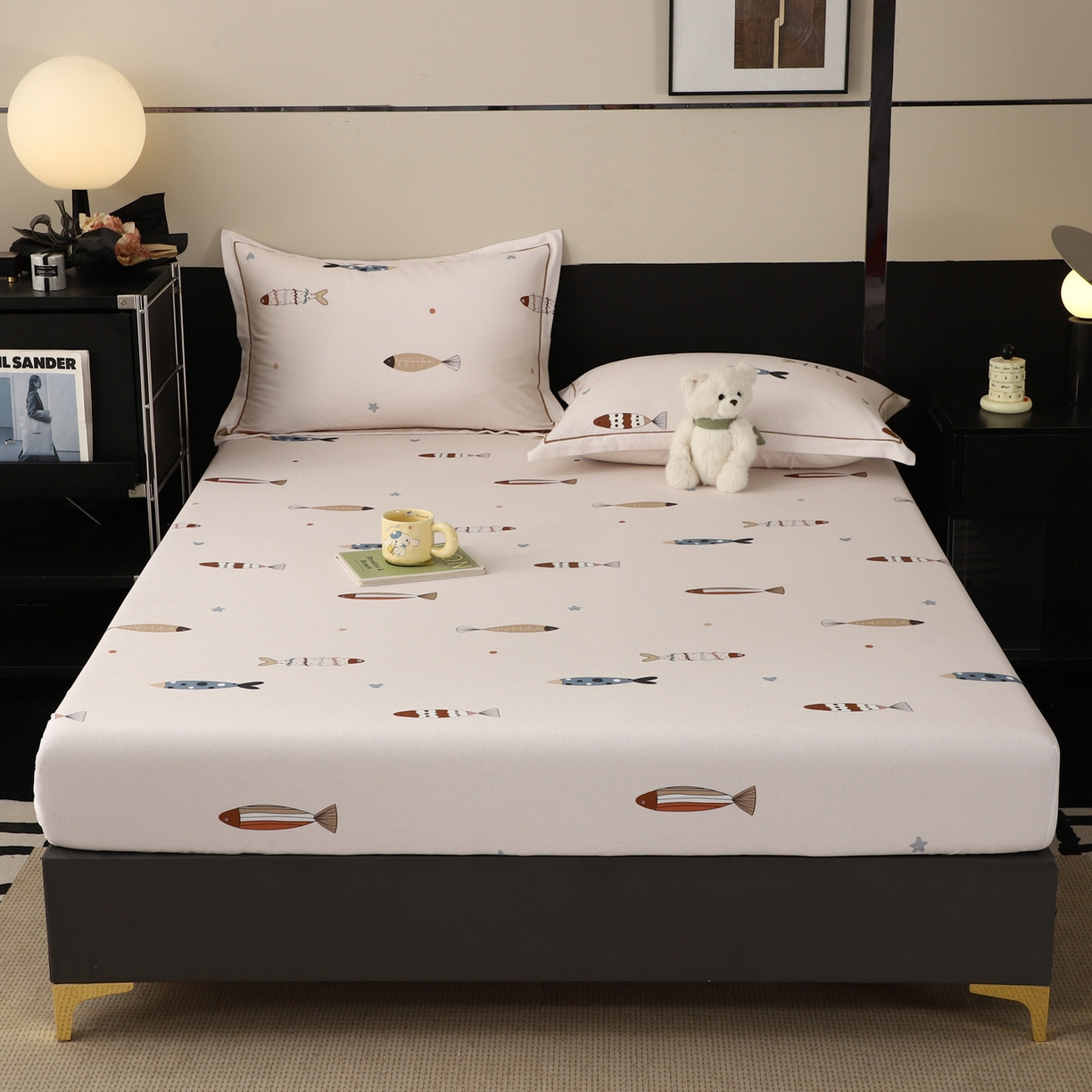 91家纺网 家纺一手货源 找家纺 金盛纺 2025新款全棉纯棉加厚磨毛印花单品床笠 床笠单件 渔趣