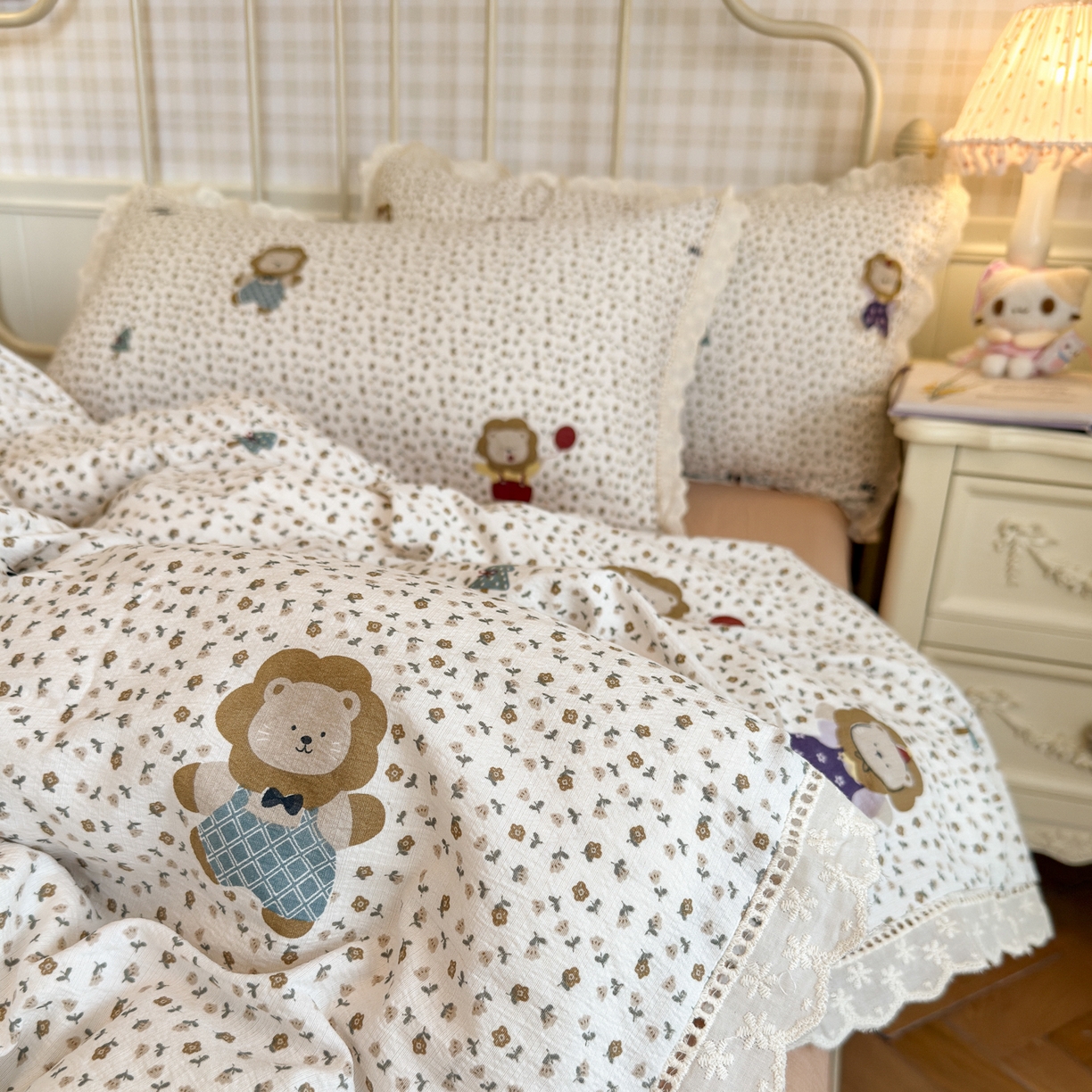 91家纺网 家纺一手货源 找家纺 初念 2025新款1云感双层纱四件套-梦华 梦华-狮子唱片